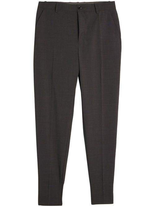 Logo-appliqué tapered cotton trousers - Grey