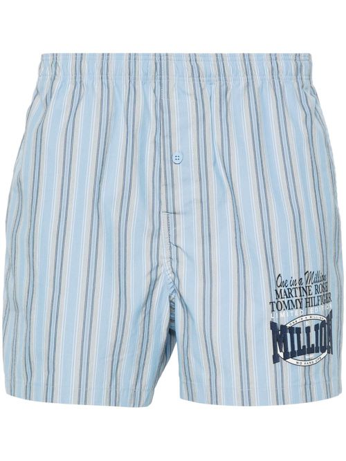 X Tommy Jeans logo-print striped shorts - Blue