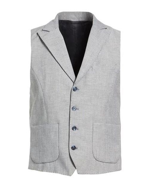 Man Tailored Vest Blue Size 36 Linen