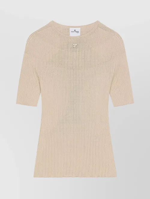 Courrèges - ribbed short sleeve crewneck knitwear