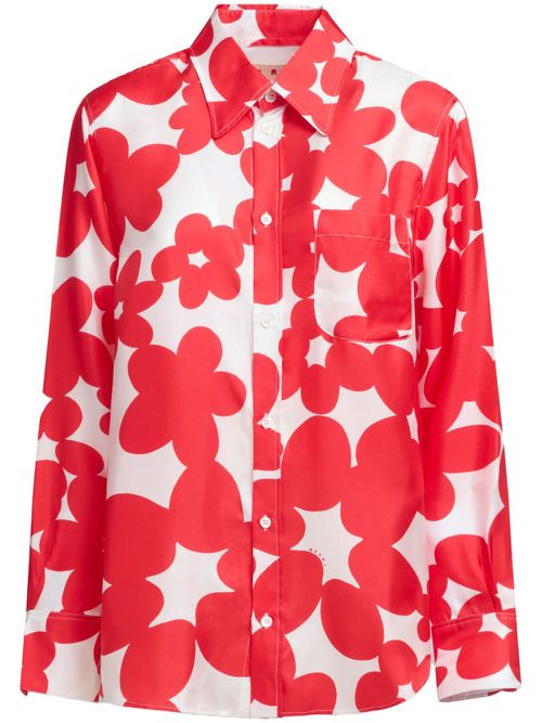 Floral-print shirt - Red
