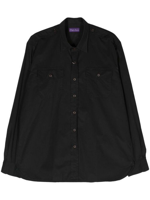 Classic-collar cotton shirt - Black