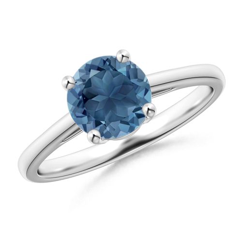 Angara 1.55 Carats Classic Prong-Set Round London Blue Topaz Solitaire Ring in Platinum