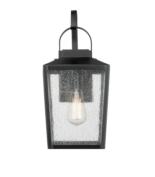 Powder Coated Black One Light Outdoor Wall Sconce from the Devens Collection