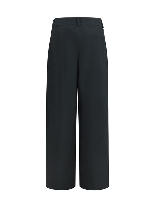 Silk Wide-Leg Trousers — Black