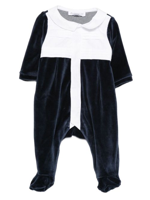 Velvet panelled pajamas - Blue