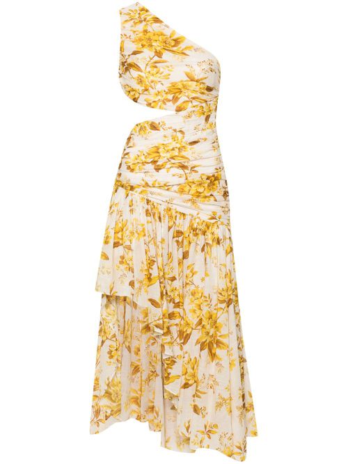Golden asymmetric maxi dress - Yellow