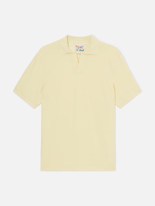 Butter Charles Polo Solid Cotton Piquet Yellow Shirt - Men
