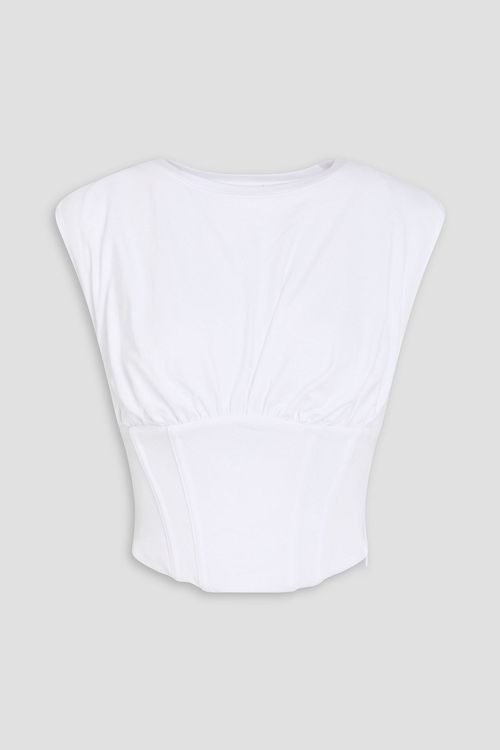 Gathered jersey top - White - M
