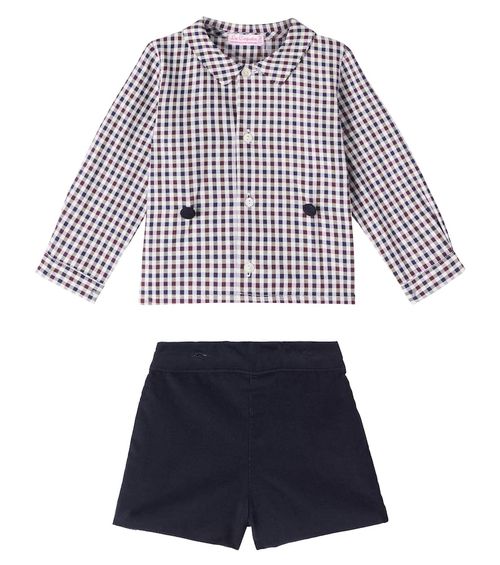 Baby Arlo checked cotton shirt and shorts set