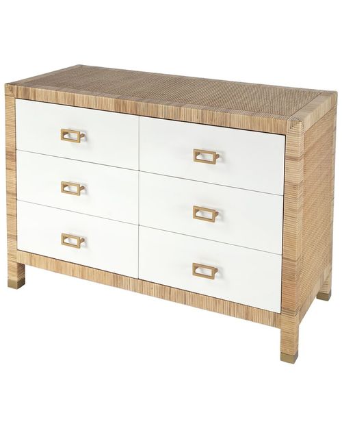Corfu 6 Drawer Natural Raffia Double Dresser