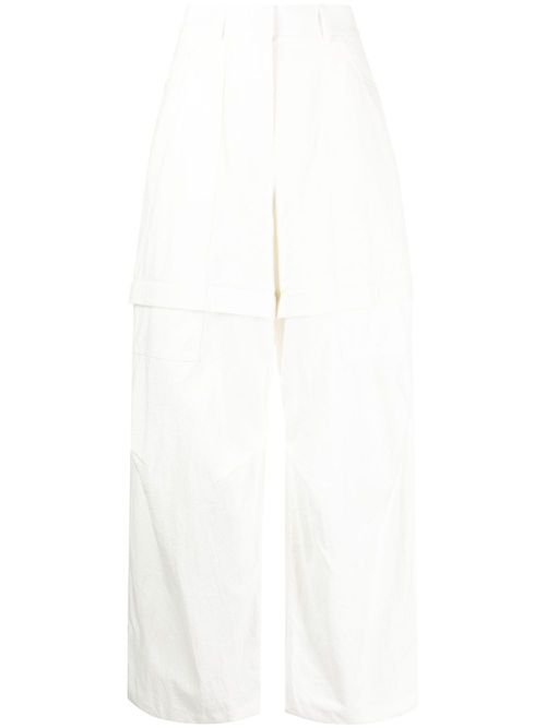 High-waisted cargo trousers - White