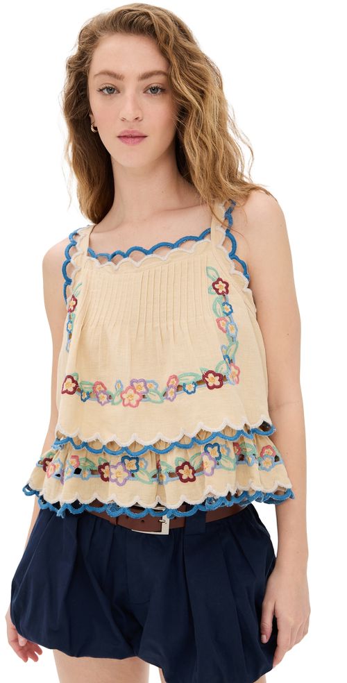 Sea Melinda Emb Tank Top Ecru 