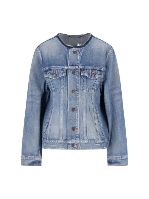 Cowhide-Trim Cotton Jacket