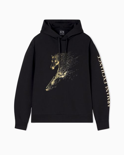 Hoodie with logo and horse print