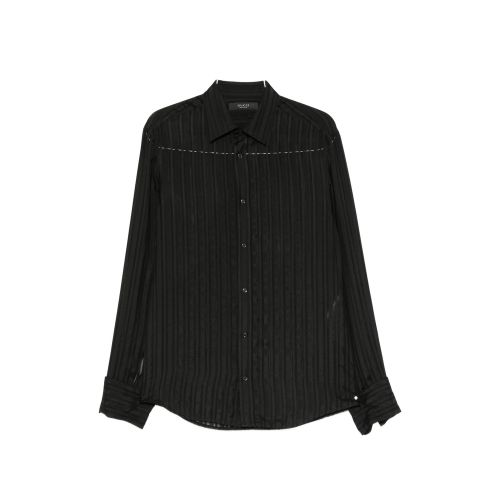 Vertical-stripe Semi-sheer Shirt