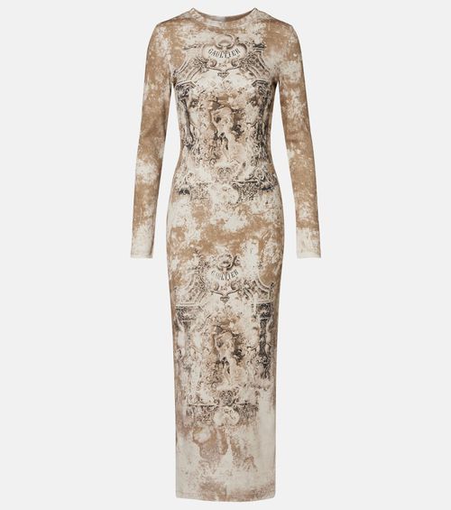 Médaillon cotton-blend jersey midi dress