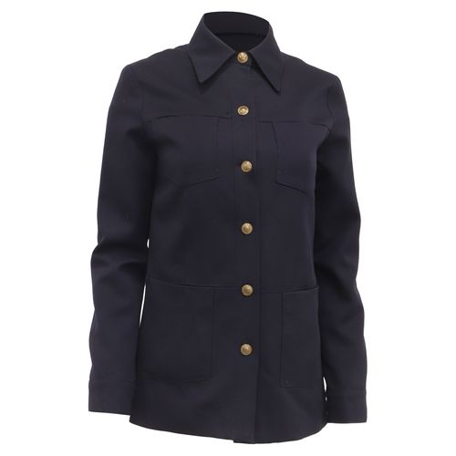Marine Button-Down Jacket in Navy Blue Wool