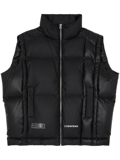 Logo-print padded gilet - Black
