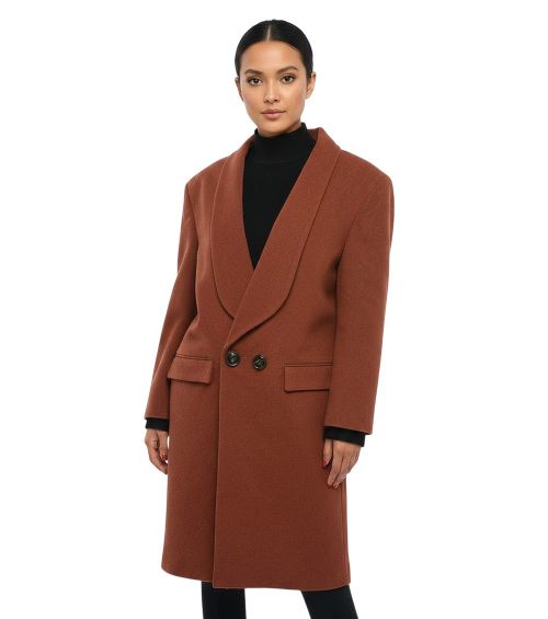 Orange Shawl Lapel Trench Coat