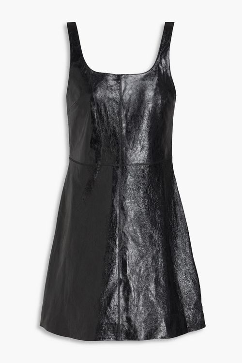 Glossed-leather mini dress