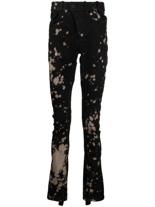 Bleached-effect slim-cut jeans - Black