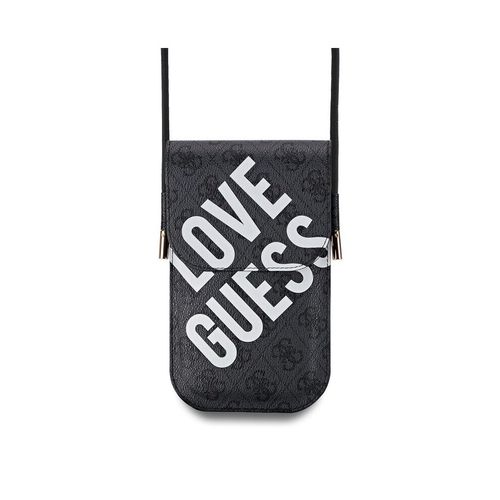 Guess PU 4G Big Love Logo Universal Phone Pouch with Strap and Card Slot Black - GUOWBPGP4NLGWK