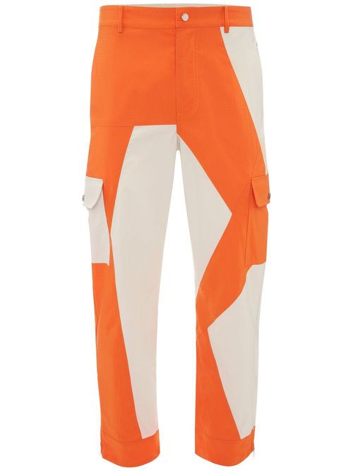 Colour-block straight-leg trousers - Orange