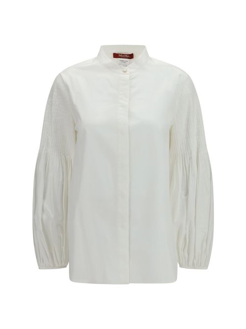 Balloon Sleeve Cotton Blouse — White
