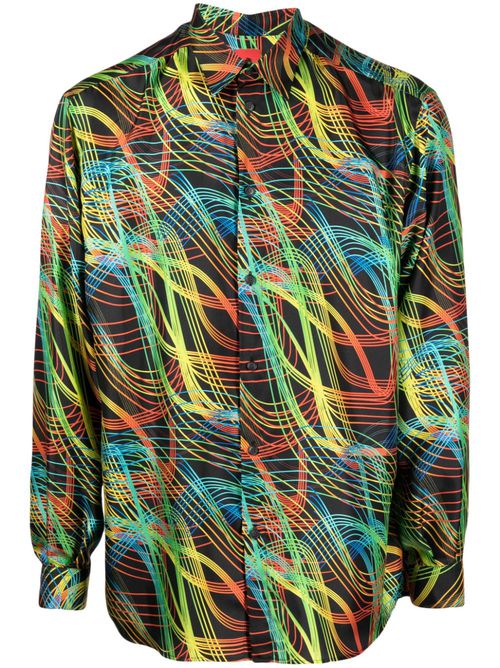 Abstract-pattern silk shirt - Black