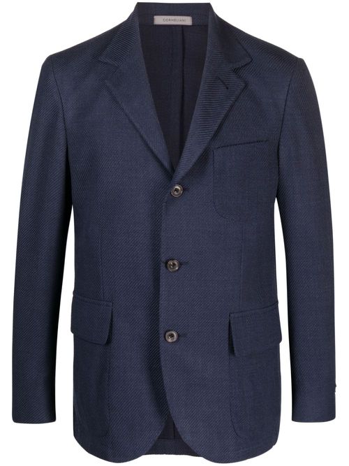 Single-breasted knitted blazer - Blue