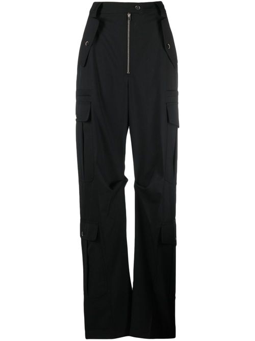 Wide-leg crepe cargo trousers - Black