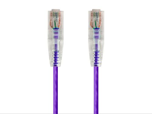 Cat6 3ft Purple Component Level Patch Cable, UTP, 28AWG, 550MHz, Pure Bare Copper, Snagless RJ45, SlimRun Series Ethernet Cable