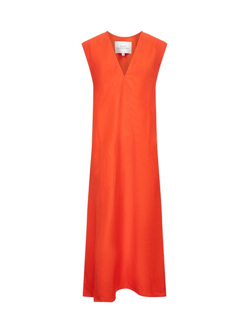 STUDIO NICHOLSON | Orange linen blend Lise midi dress| Women | 14