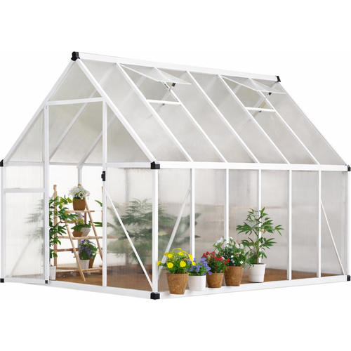 Garvee Polycarbonate Walk-In Greenhouse Kit for Outdoors - 6x11 FT Heavy Duty Windproof Aluminum Frame, Lockable Door, Adjustable Roof Vent, Easy Assembly - Silver