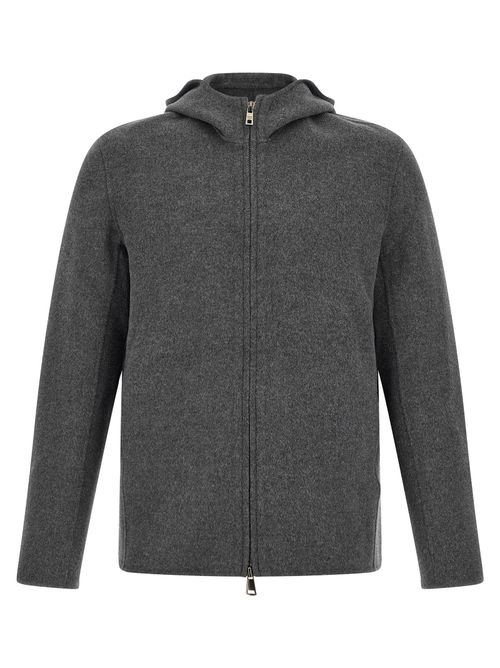 Wool-Cashmere Hooded Jacket — Charcoal