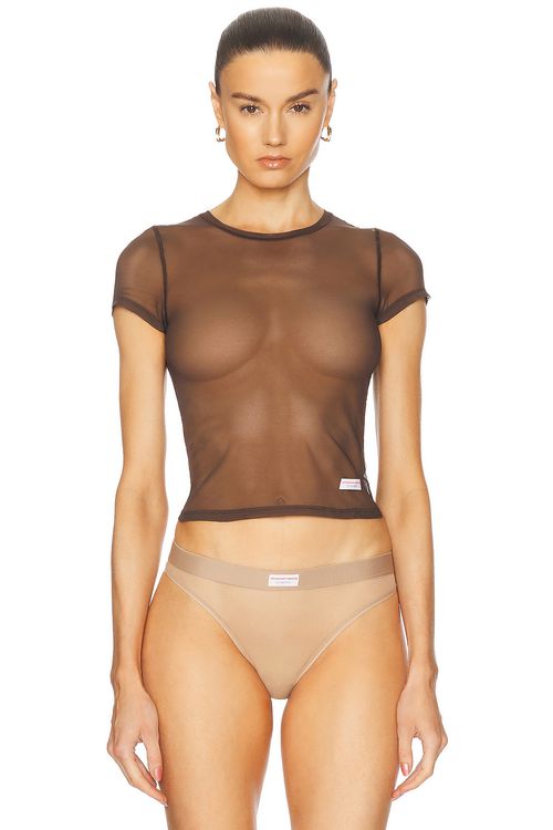 Alexander Wang Short Sleeve Tee in Chocolate Brown - Chocolate.  XS also in