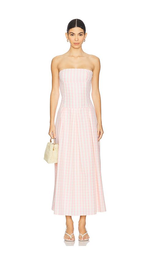 MORE TO COME Adley Strapless Maxi Dress in Pink.  XS. Also in