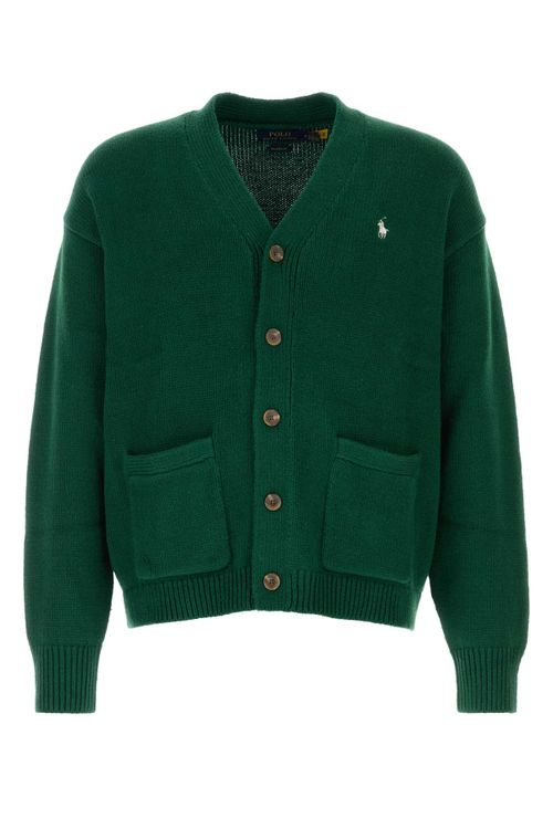 Cotton-Knit Cardigan — Green