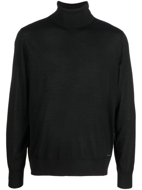 Roll-neck wool jumper - Black