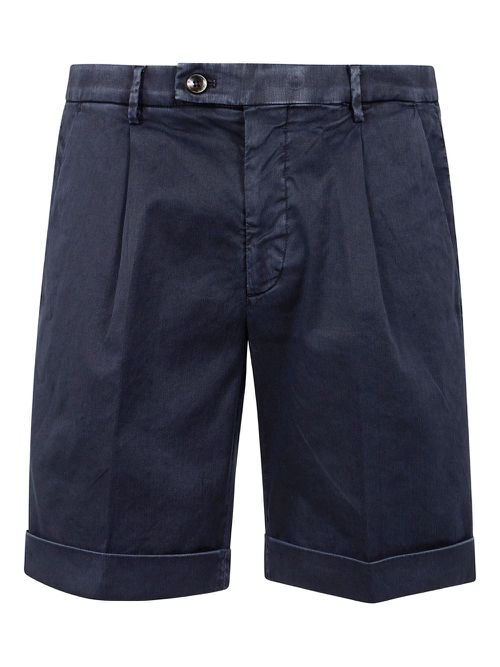 Pleated cuffed shorts - Blue