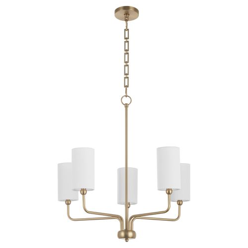 Aged Brass Five Light Chandelier from the Charlotte Collection