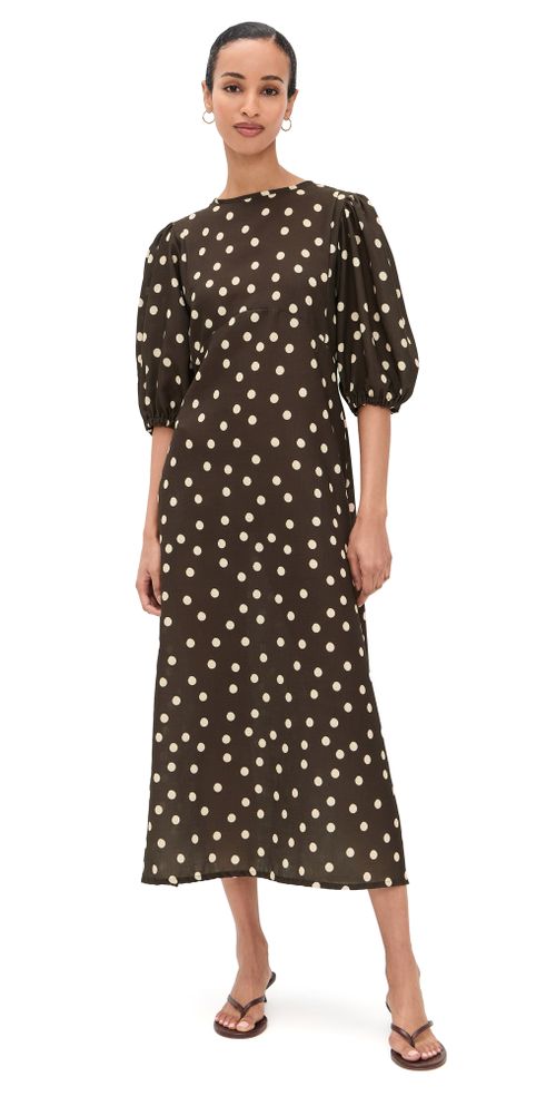 The Dawn Dress Polka Dots Brown