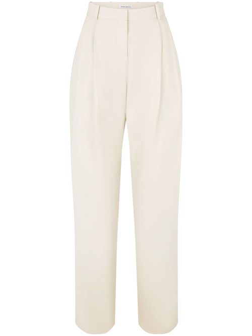 Pleat-detail wide-leg trousers - Neutrals