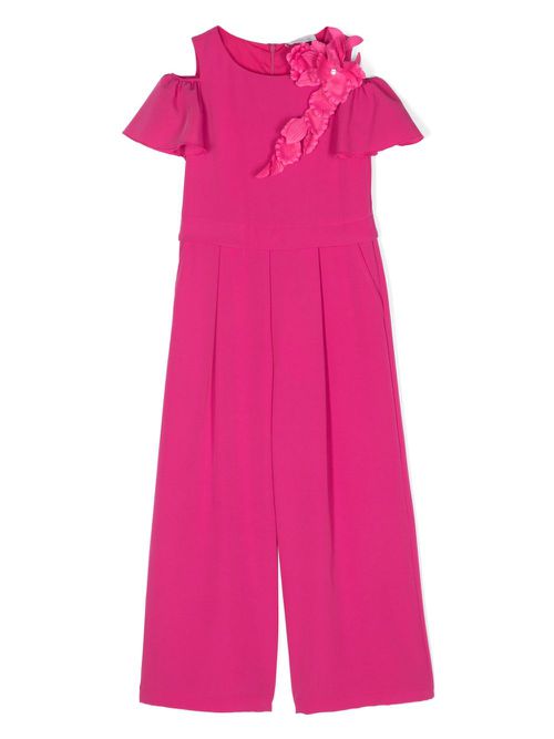 Floral-appliqué jumpsuit - Pink