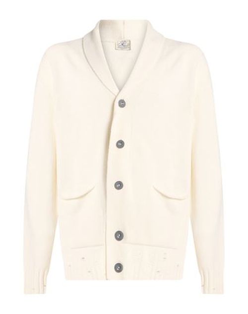 Man Cardigan Ivory Size 38 Polyamide, Wool, Viscose, Cashmere