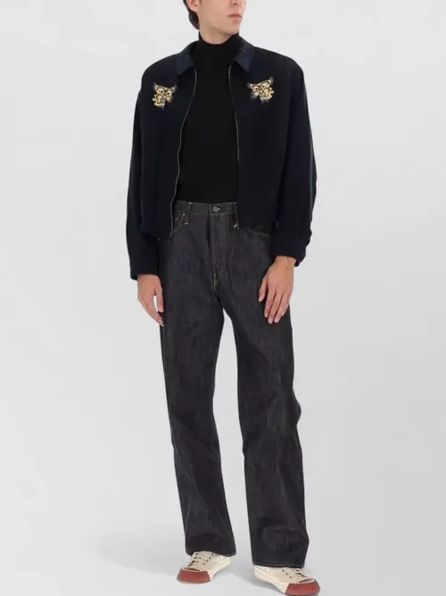 Visvim - embroidered long sleeve jacket with ribbed cuff