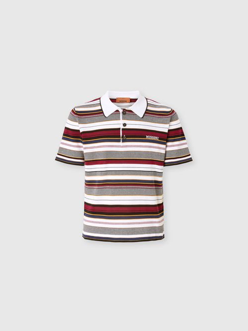Missoni - Striped cotton polo shirt with embroidered logo lettering, Men, Multicoloured