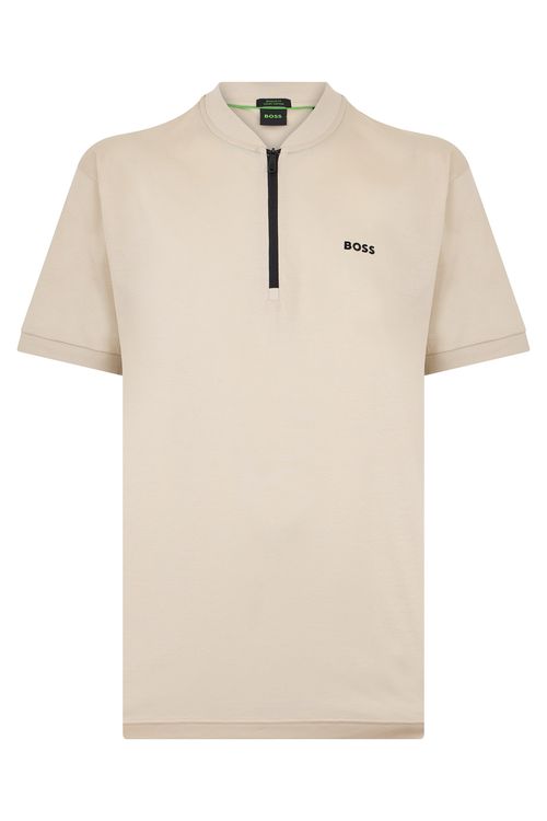 Zip Collar T-Shirt — Beige
