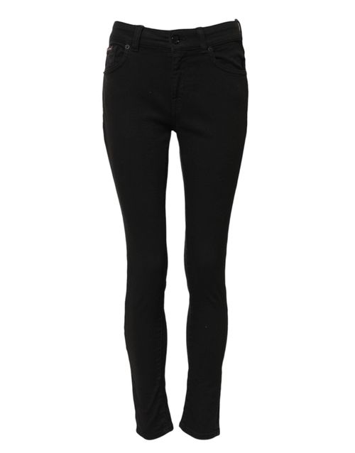 Skinny Mid-Rise Denim Jeans — Black
